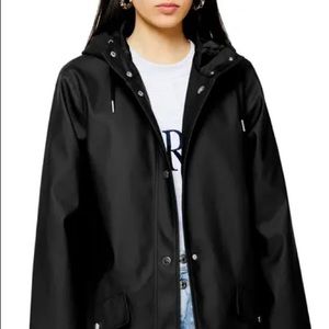 Topshop longline raincoat in black